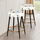 Blue And White Ferns Minimalism Boho Pattern II - Upholstered Floral Bar Stool