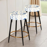 Coastal Neutrals Flowers Pattern - Upholstered Boho Bar Stool