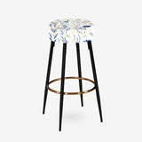 Coastal Neutrals Flowers Pattern - Upholstered Boho Bar Stool