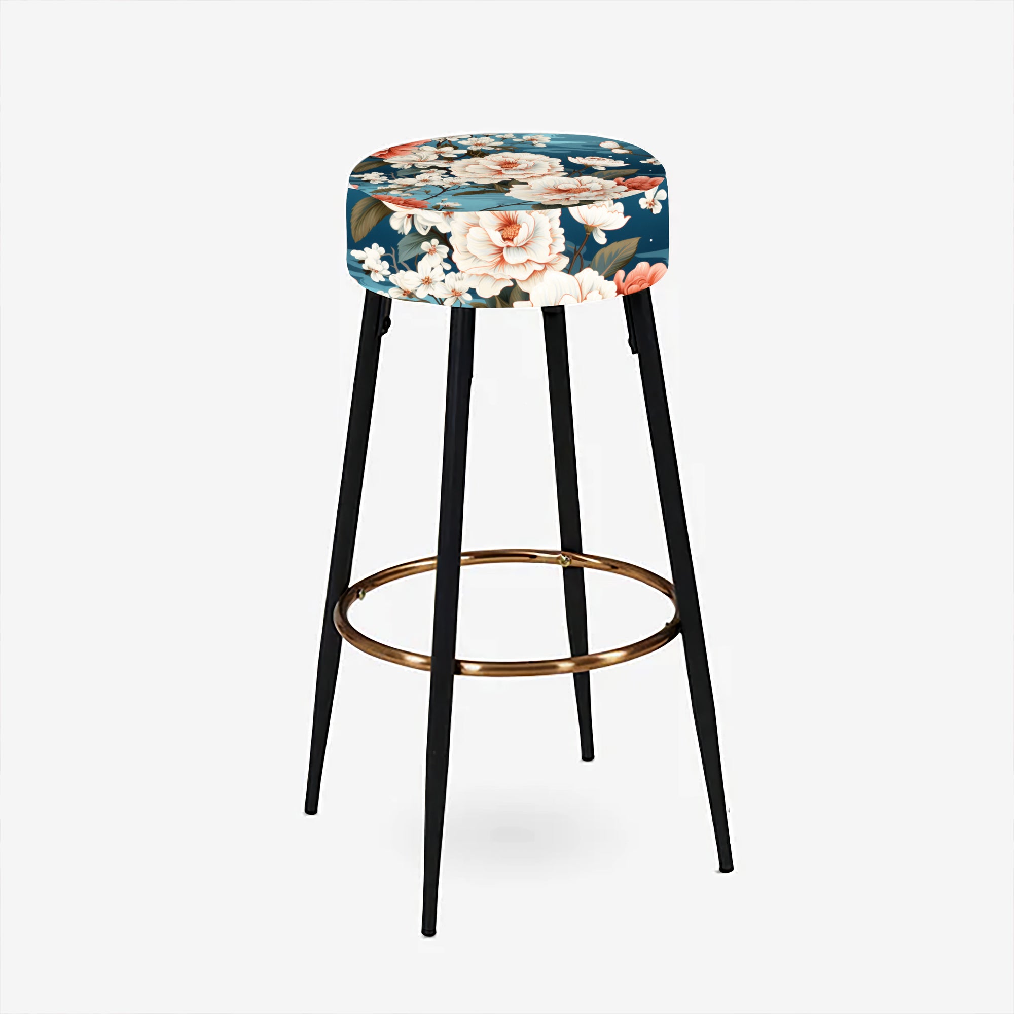 Rhododendron Blooms Floral Pattern - Upholstered Floral Bar Stool