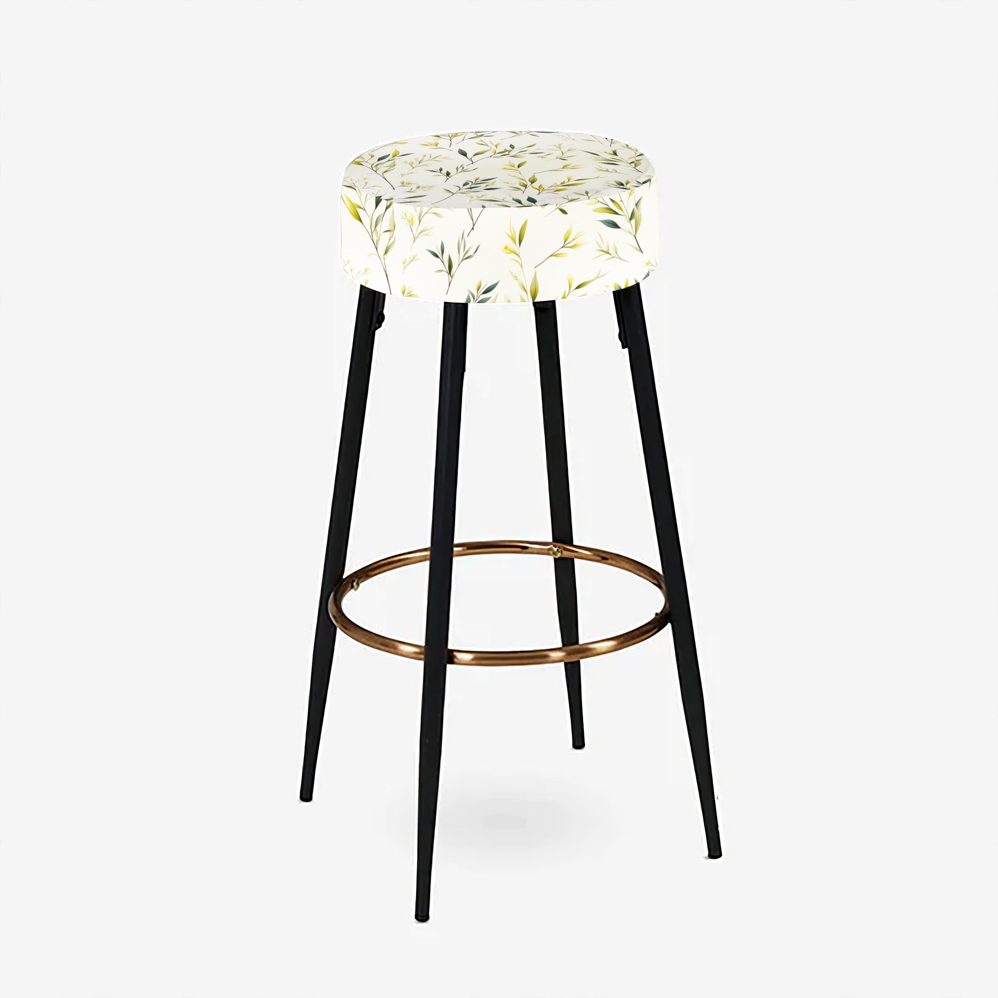 Zen Leaves - Upholstered Plants Bar Stool - Bohemian Bar Stool