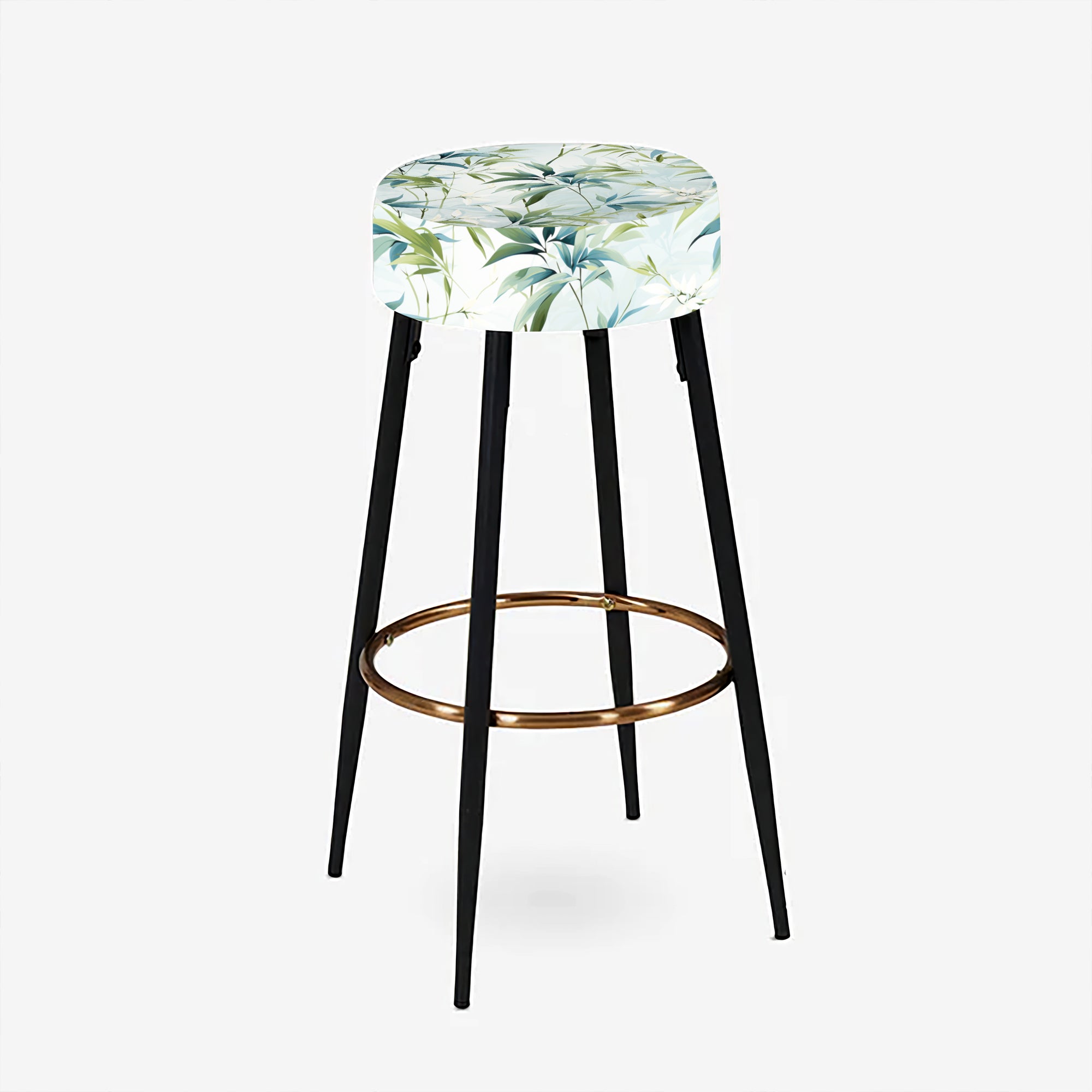 Bamboo Tranquility Tropical Pattern - Upholstered Tropical Bar Stool