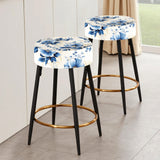 Cobalt Blue Cameo Trellis Victorian Pattern I - Upholstered Floral Bar Stool