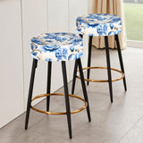 Blue Neo Victorian Roses Victorian Pattern II - Upholstered Floral Bar Stool