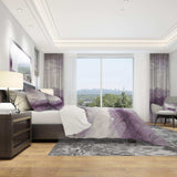 Midnight at the Lake II Amethyst and Grey - Geometric Duvet Cover Set