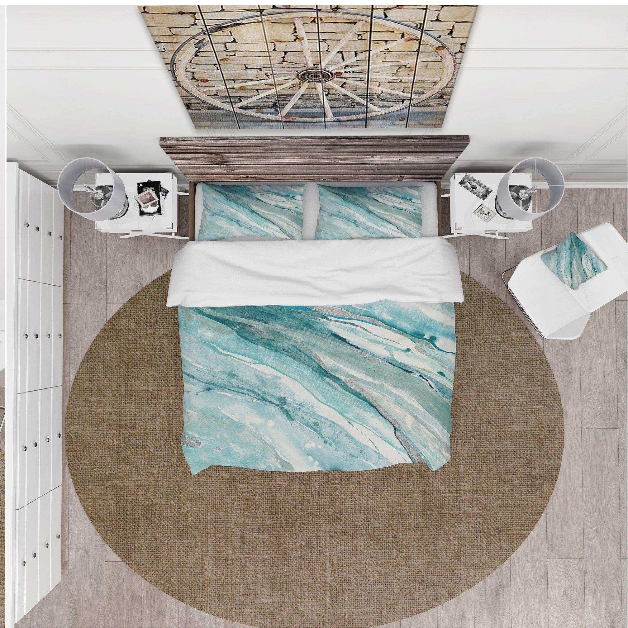 Silver Springs II Blue Green - Farmhouse Duvet Cover Set