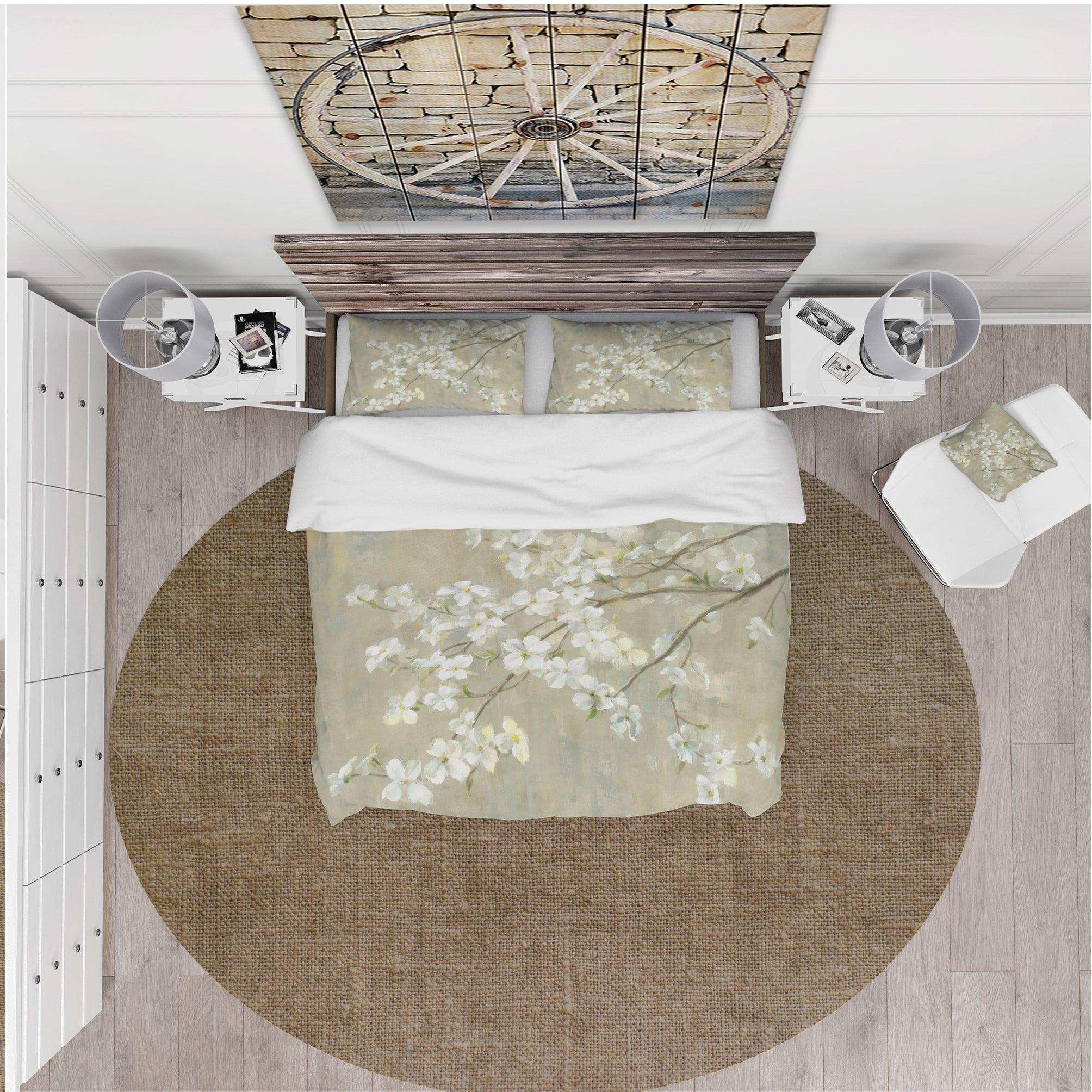 Dogwood in Spring Neutral - Cottage Duvet Cover Set