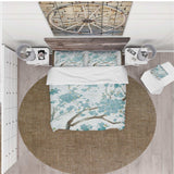 Teal Cherry Blossoms I - Farmhouse Duvet Cover Set