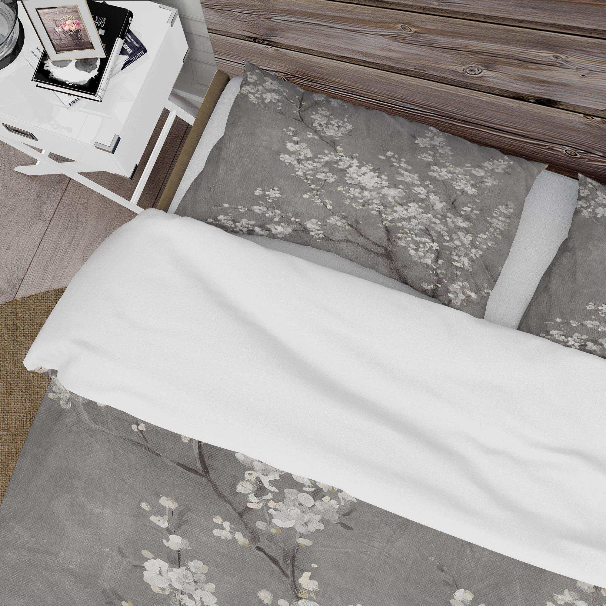 White Cherry Blossoms II - Farmhouse Duvet Cover Set
