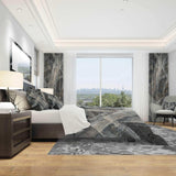 Abstract Glacial Black and White Painting - Geometric Duvet Cover Set