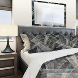 Abstract Glacial Black and White Painting - Geometric Duvet Cover Set