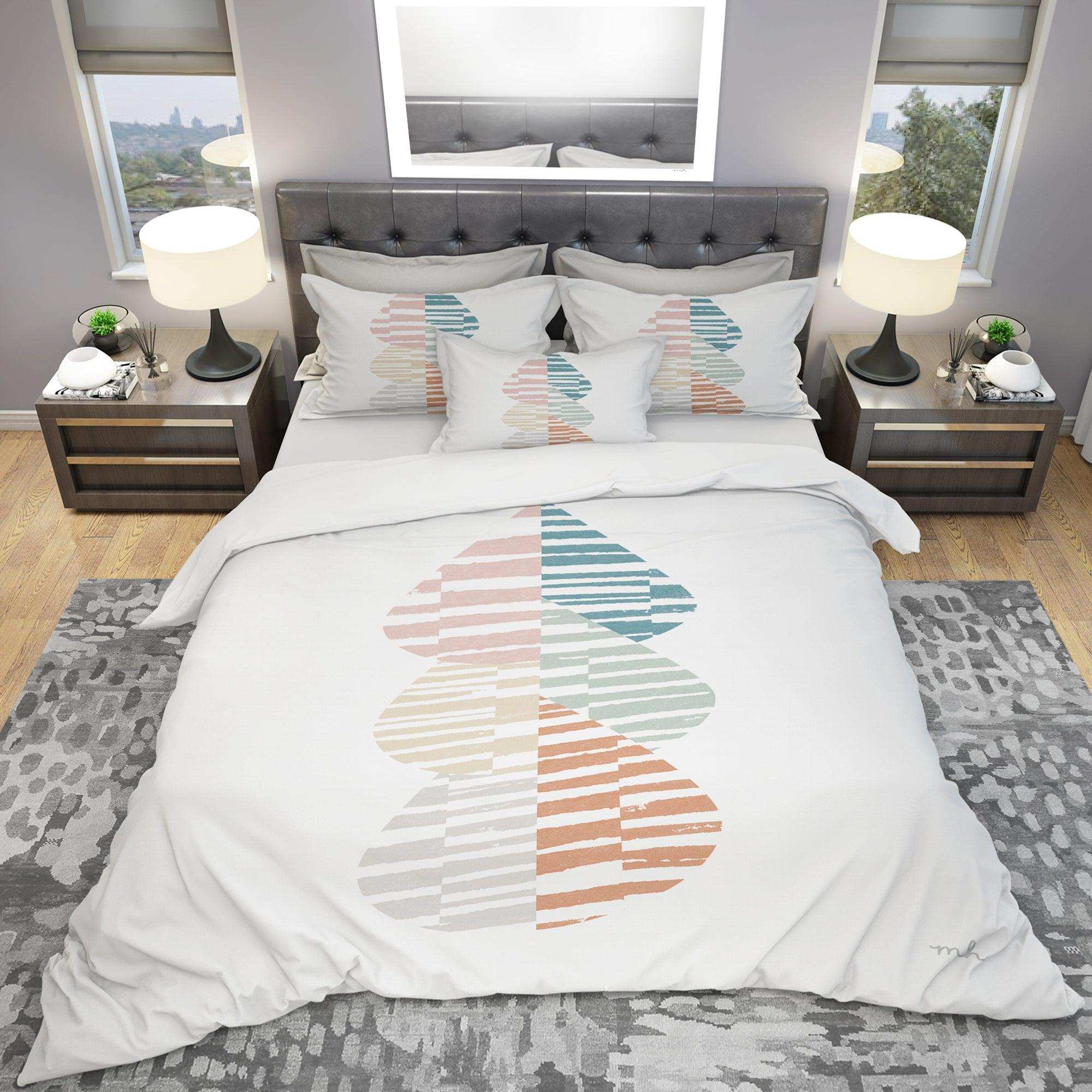 Abstract Orange Drops Meditate IV - Geometric Duvet Cover Set