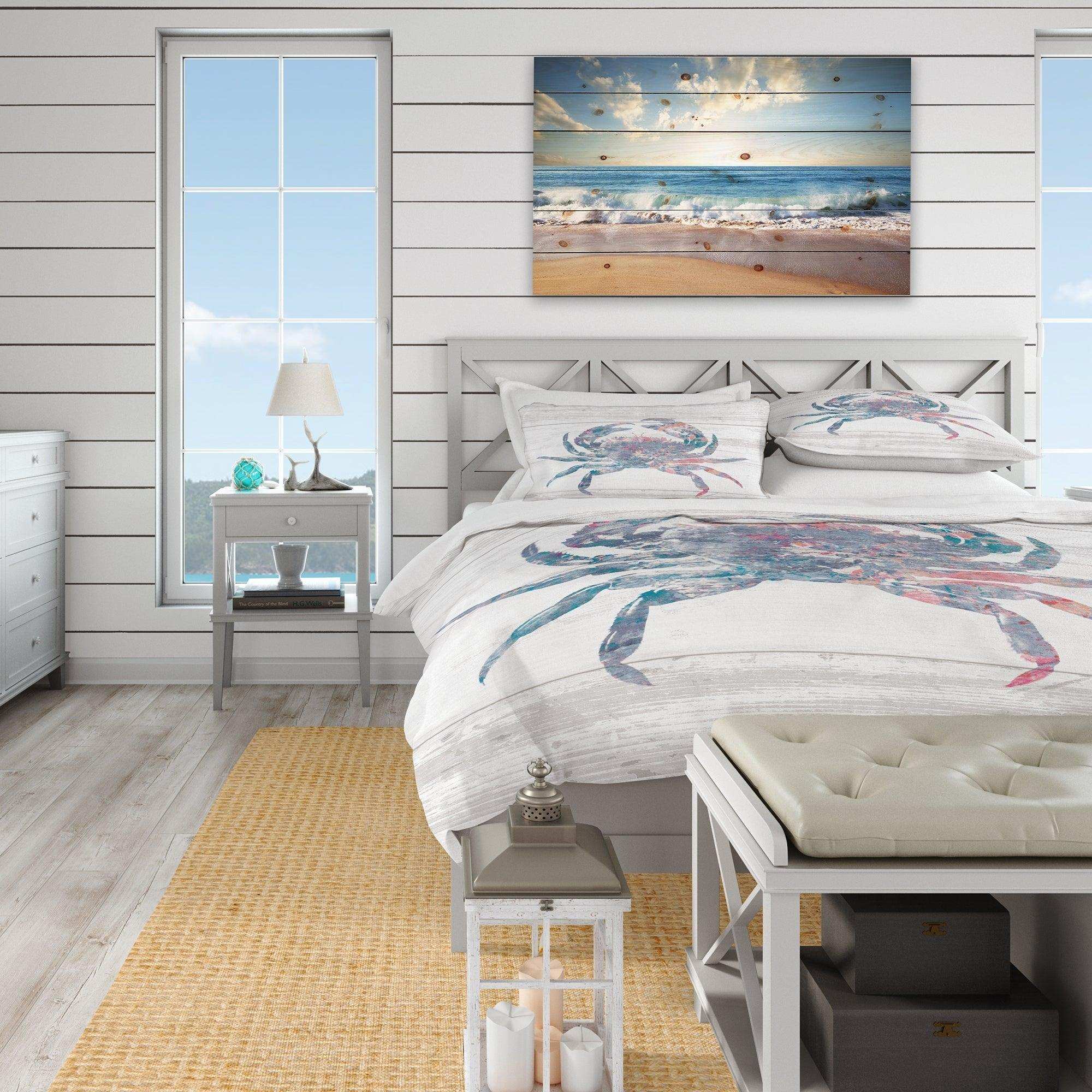 Pink Crab Ocean Life - Coastal Duvet Cover Set