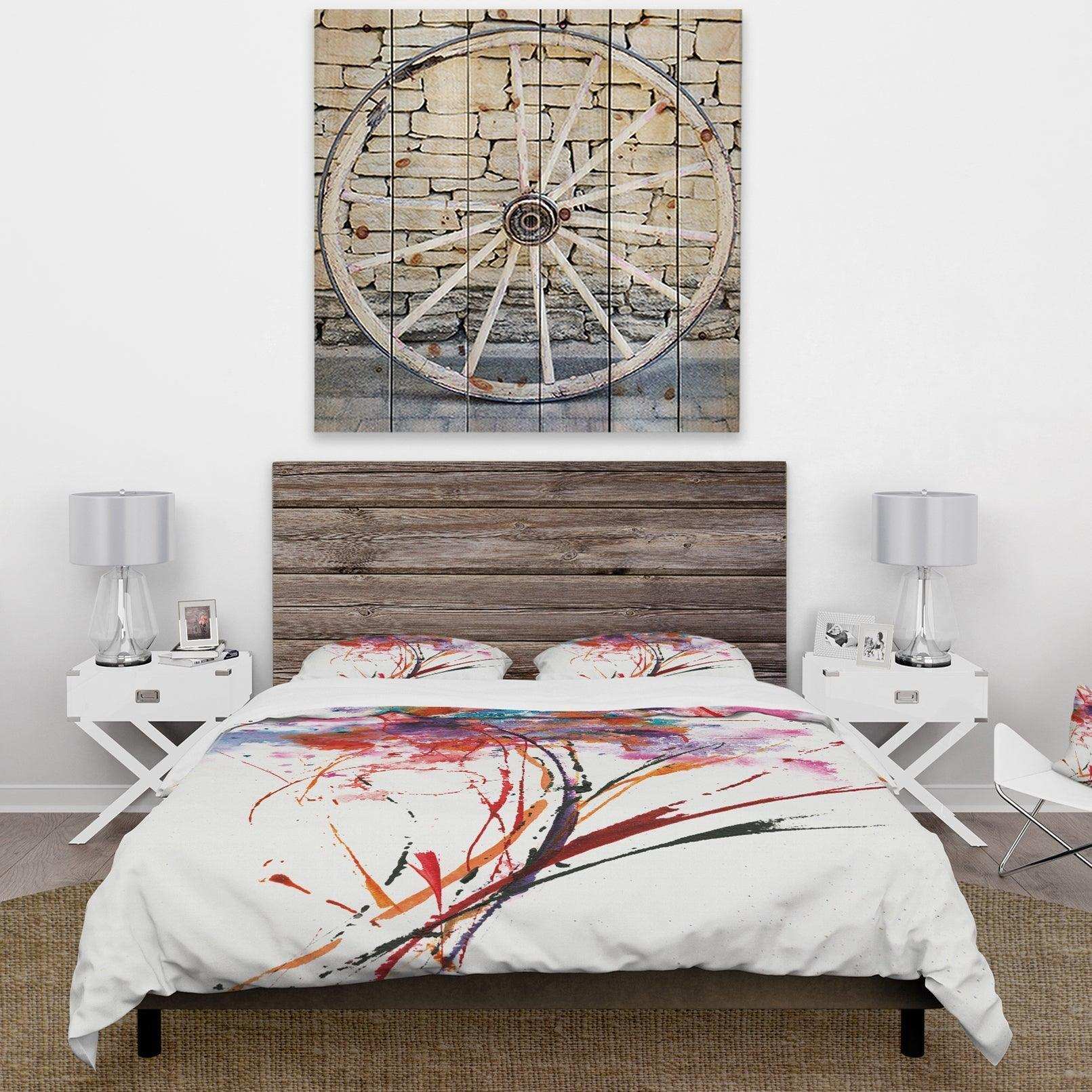 Abstract Red Flowers - Cottage Duvet Cover Set