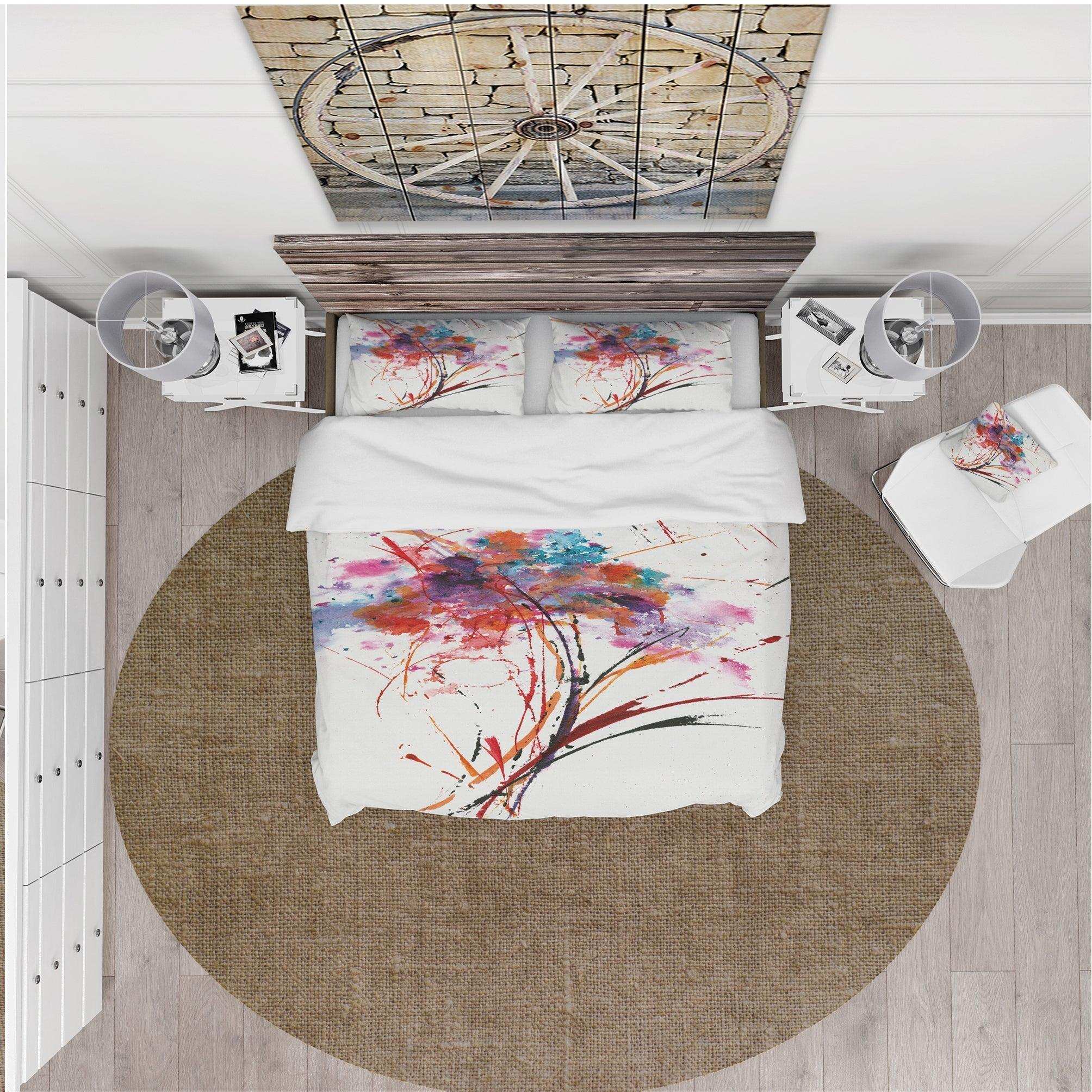 Abstract Red Flowers - Cottage Duvet Cover Set