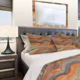 Abstract Gilded Orange Waves - Geometric Duvet Cover Set