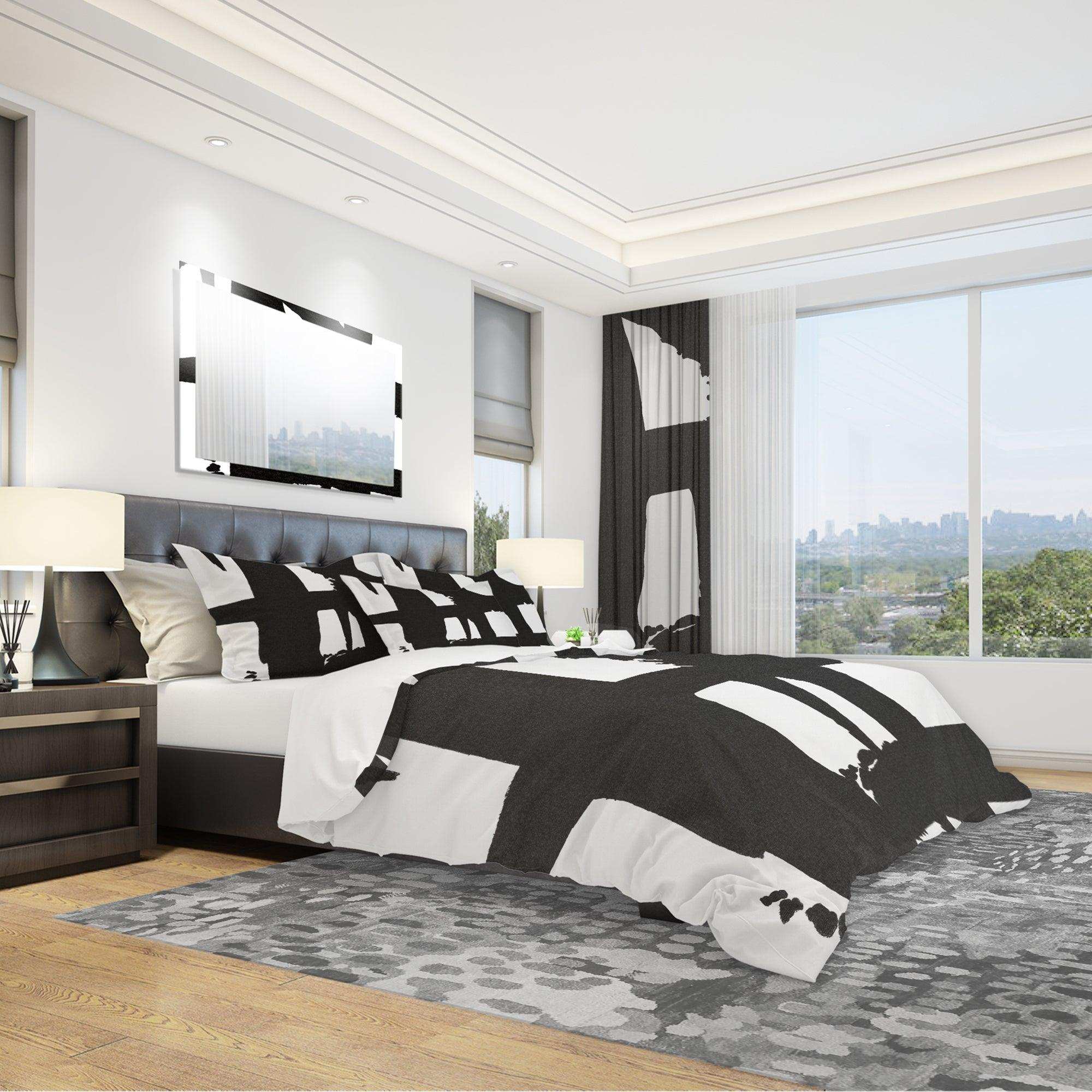 Black & White Crossing Paths II - Geometric Duvet Cover Set