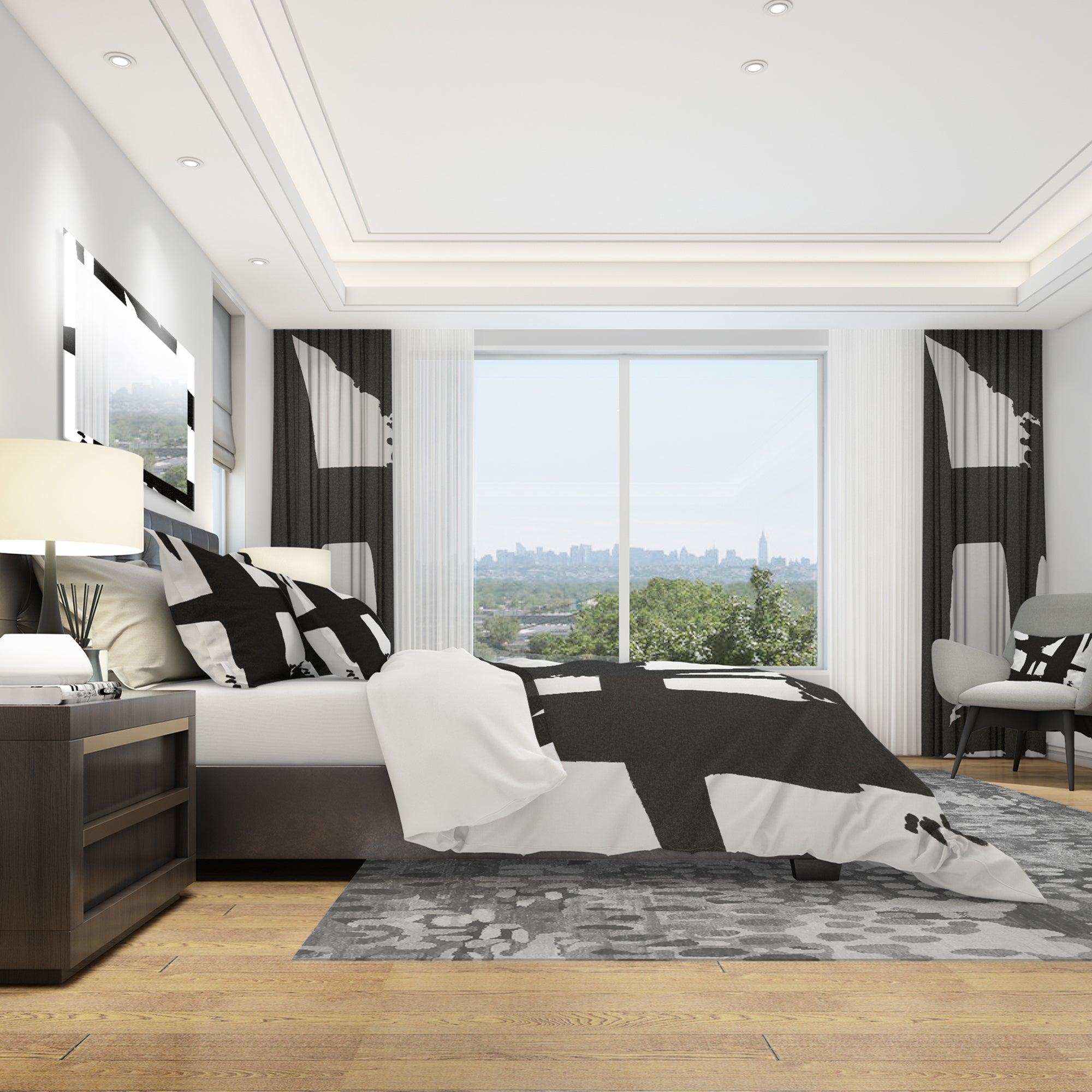 Black & White Crossing Paths II - Geometric Duvet Cover Set