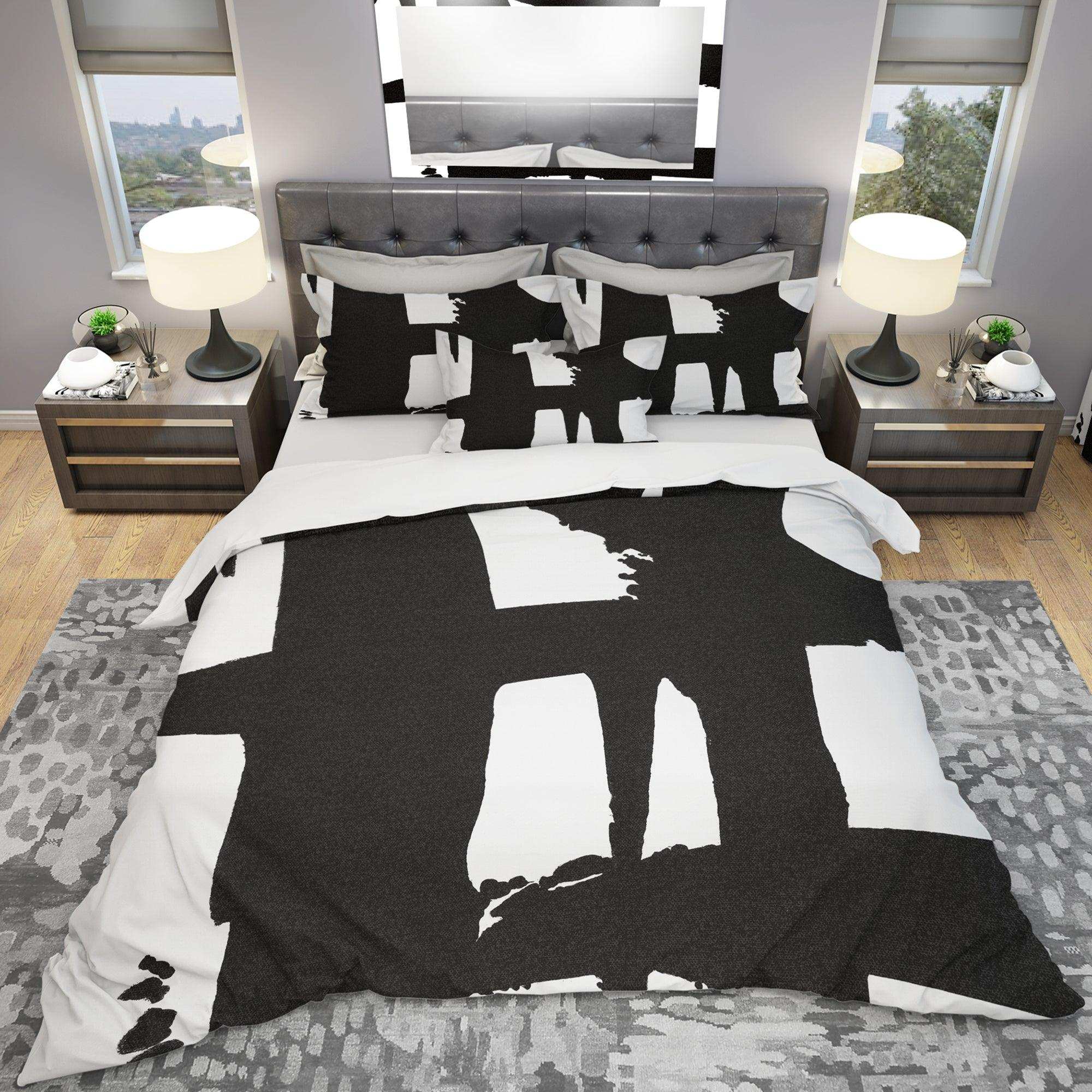 Black & White Crossing Paths II - Geometric Duvet Cover Set