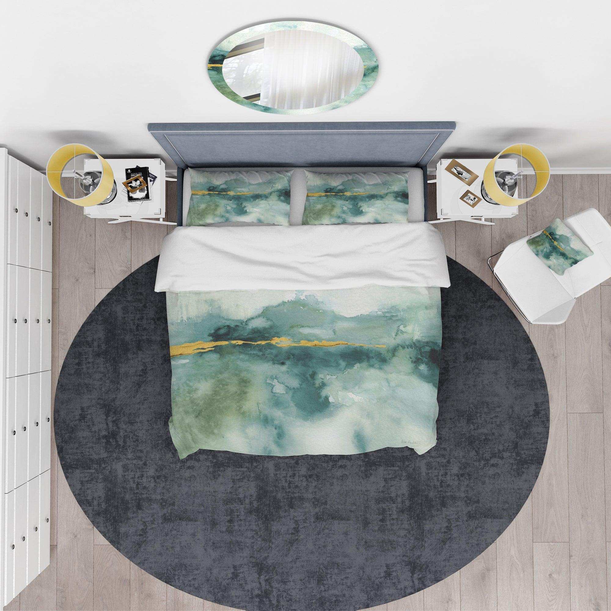 Blue Watercolor Impression with Gold - Glam Duvet Cover Set