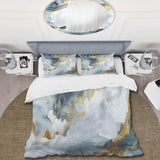 Grey and Gold Tender Liquid Ink Art II - Duvet Cover Set