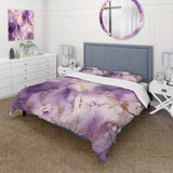 Purple and Gold Marble Ink Clouds VII - Duvet Cover Set