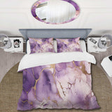 Purple and Gold Marble Ink Clouds VII - Duvet Cover Set