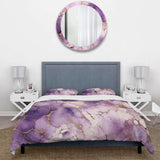 Purple and Gold Marble Ink Clouds VII - Duvet Cover Set