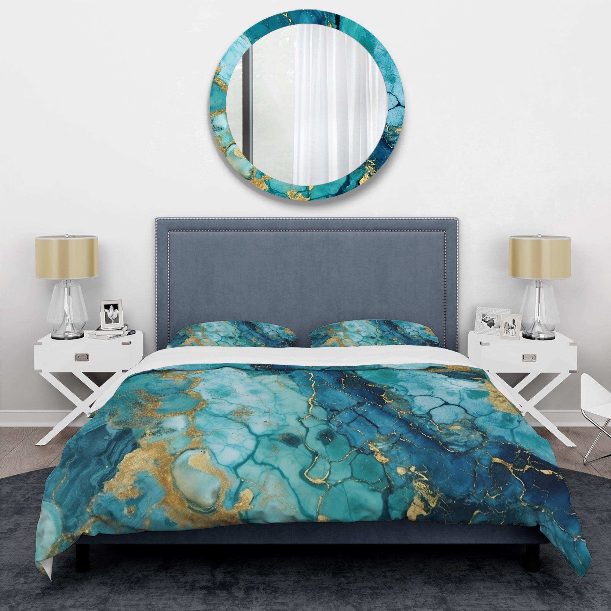 Turquoise Luxury Abstract Fluid Art VII - Duvet Cover Set