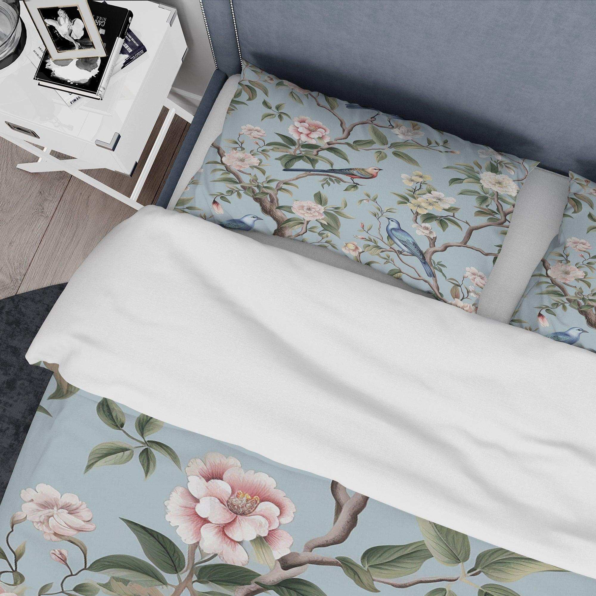 Chinoiserie With Birds and Peonies XIV - Duvet Cover Set