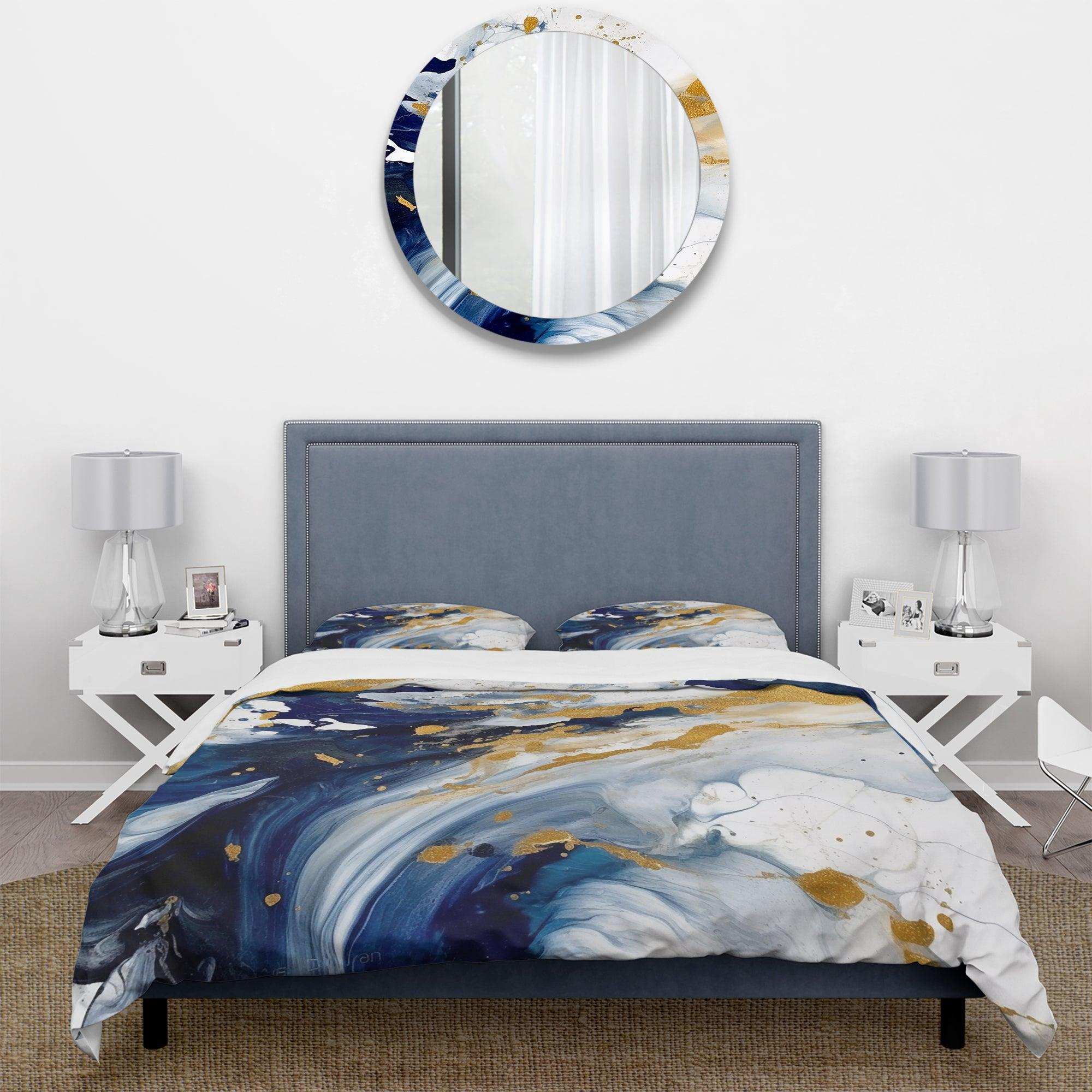 Dark Blue and Gold Strokes XXIII - Duvet Cover Set