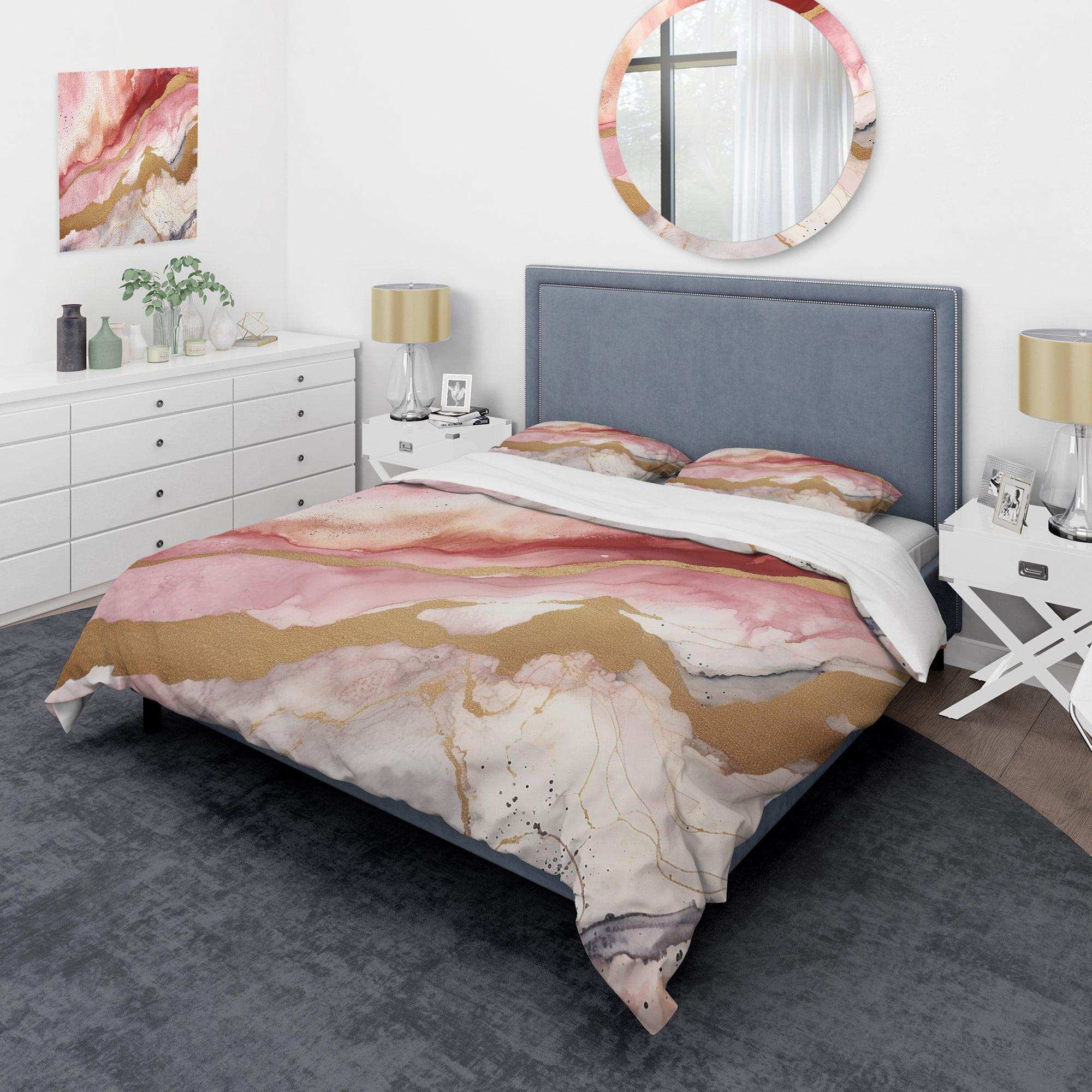 Pink and Gold Enchanted Spills I - Duvet Cover Set
