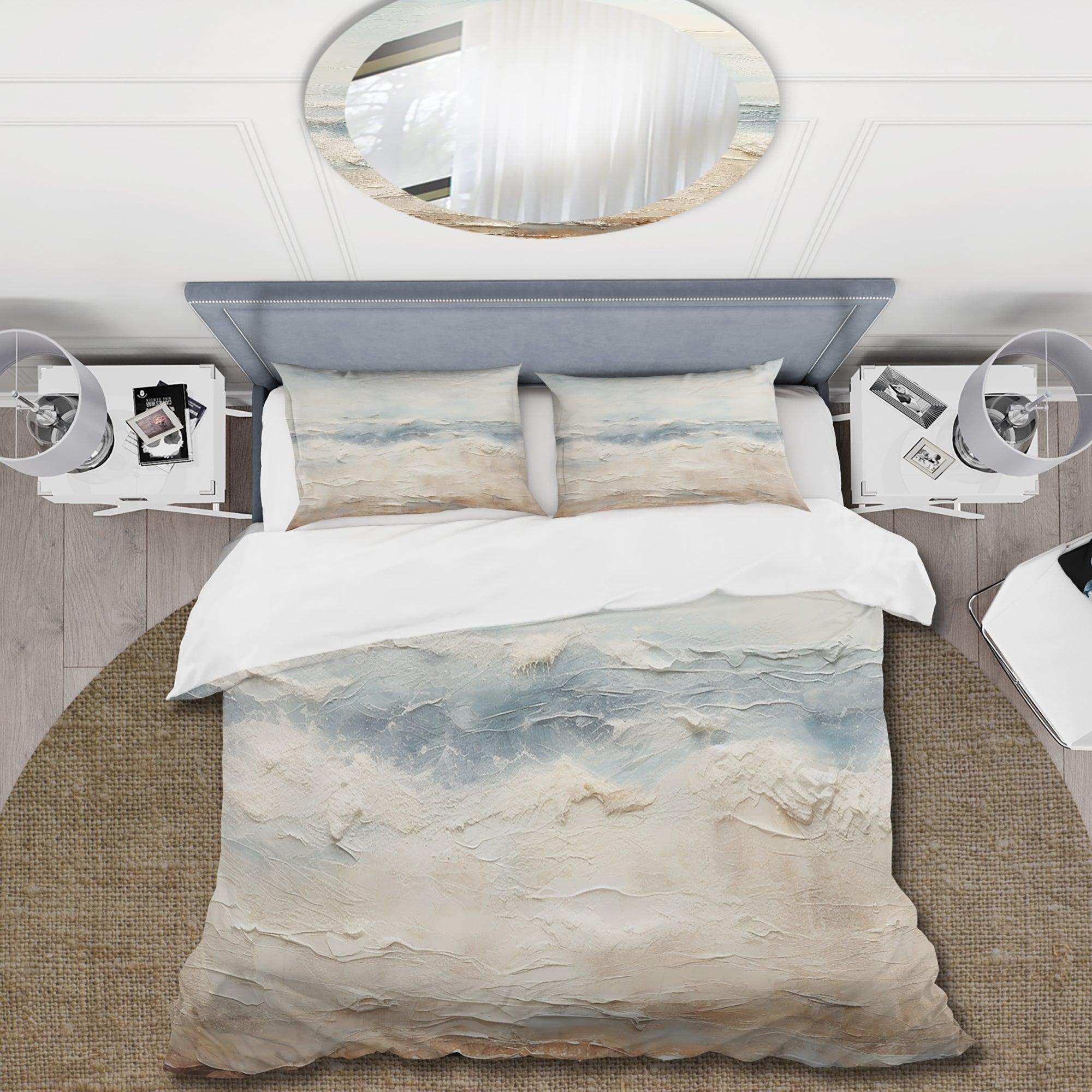 Modern Coastal Beige And Grey River - Duvet Cover Set