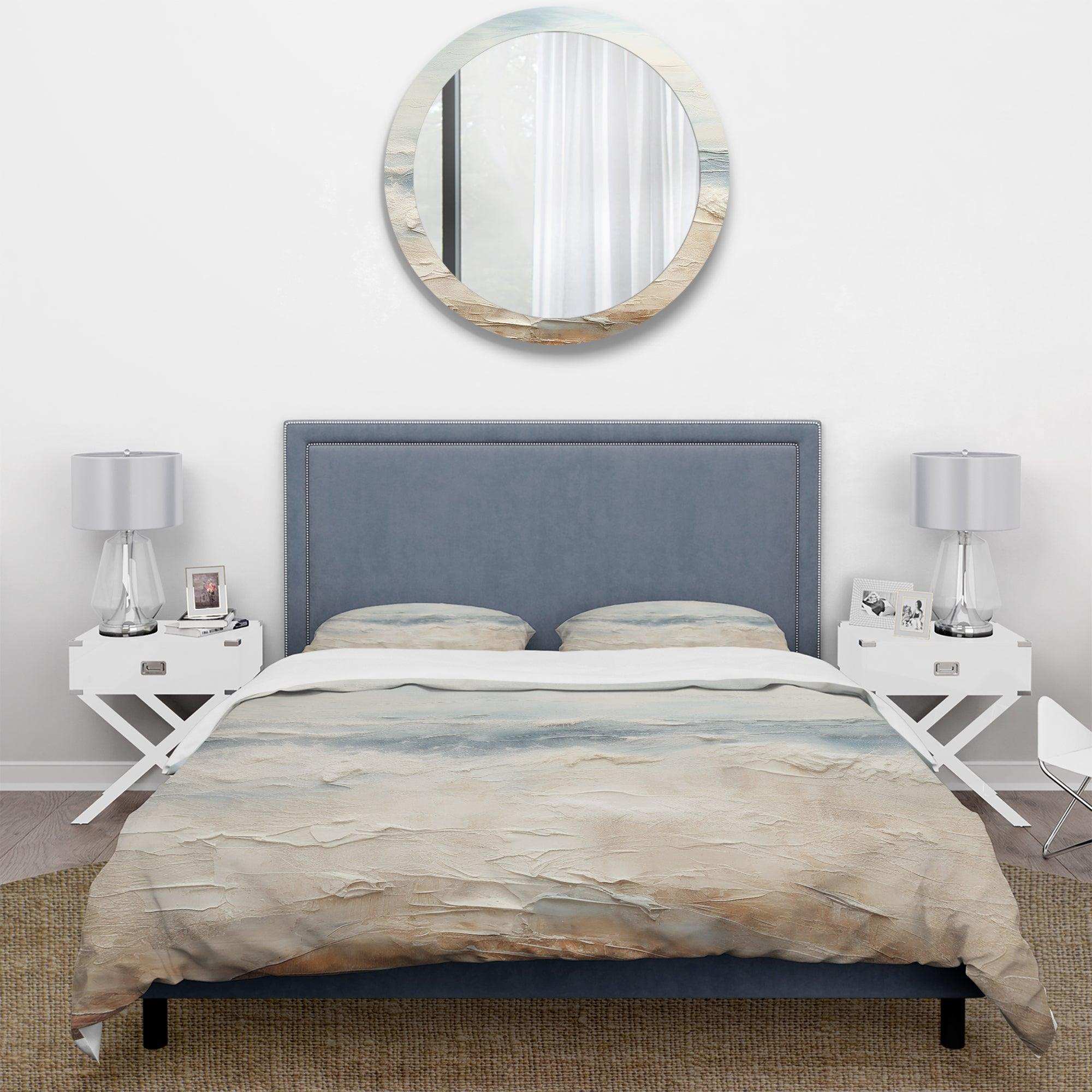 Modern Coastal Beige And Grey River - Duvet Cover Set