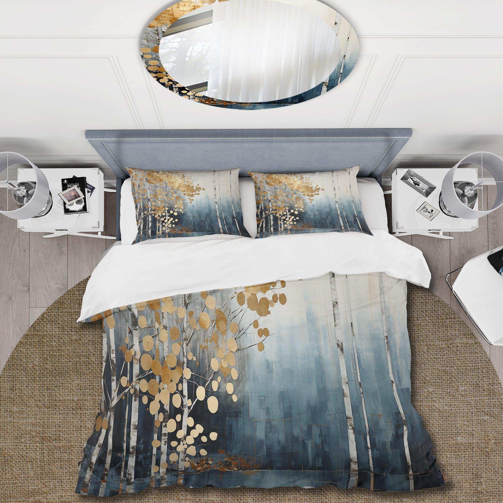 Minimalism Blue And Gold Forest - Duvet Cover Set