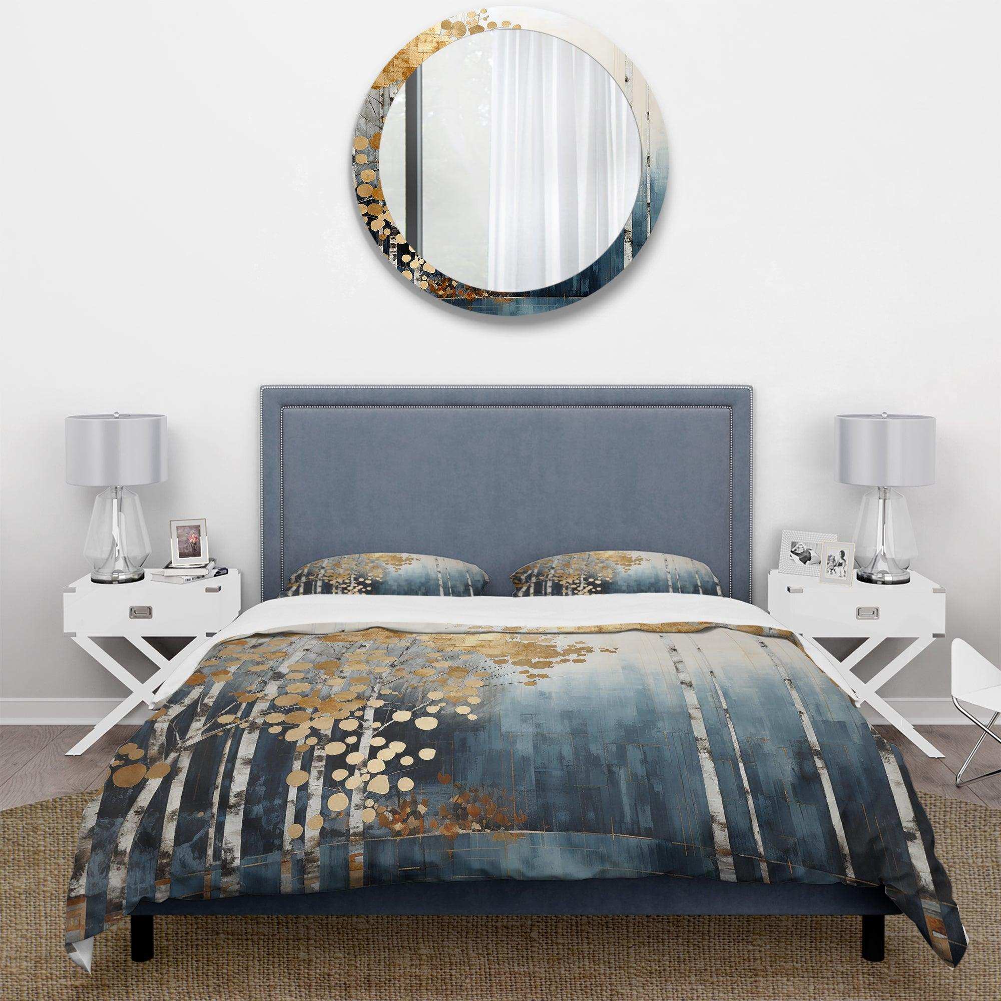Minimalism Blue And Gold Forest - Duvet Cover Set