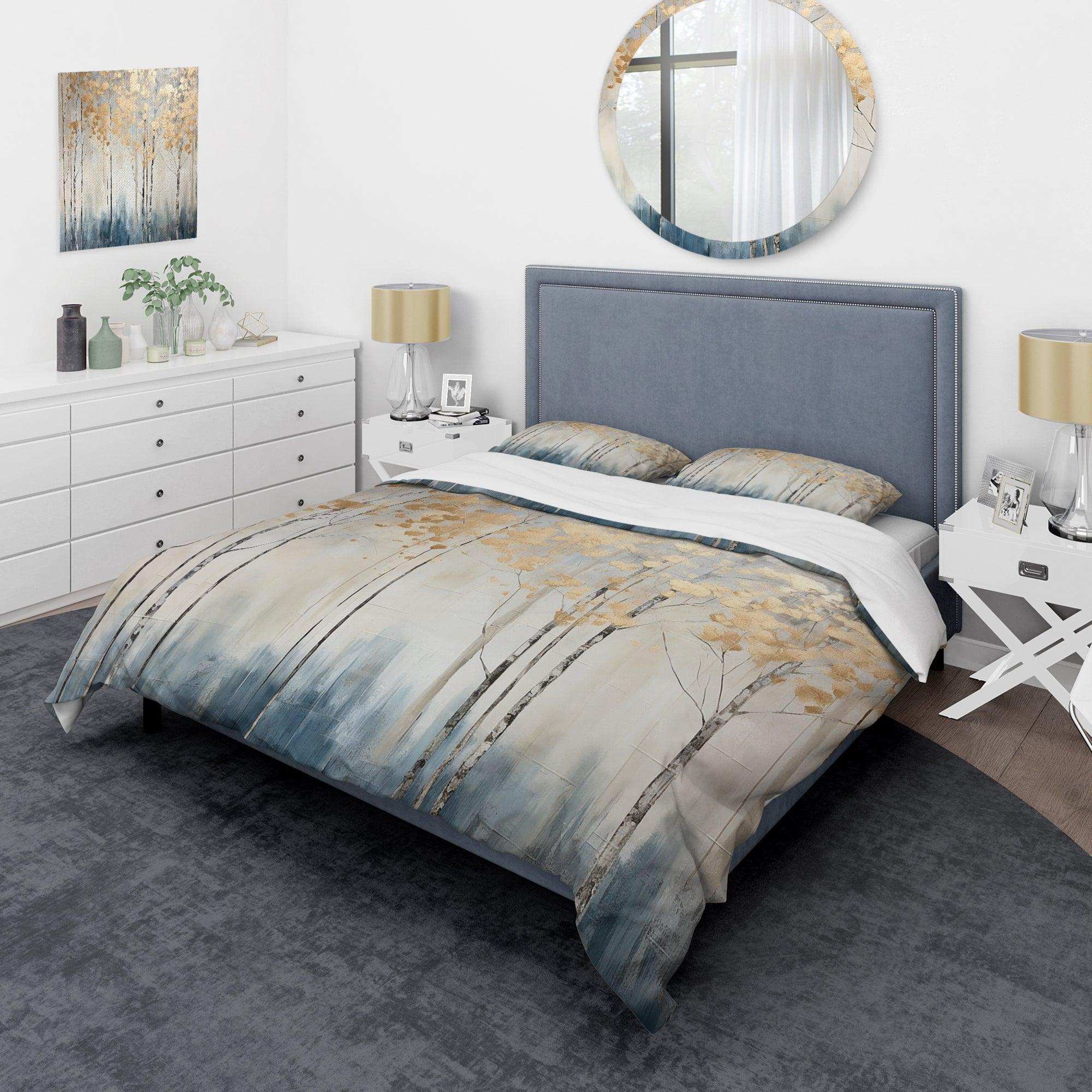 Minimalism Blue And Gold Forest II - Duvet Cover Set