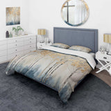 Minimalism Blue And Gold Forest II - Duvet Cover Set