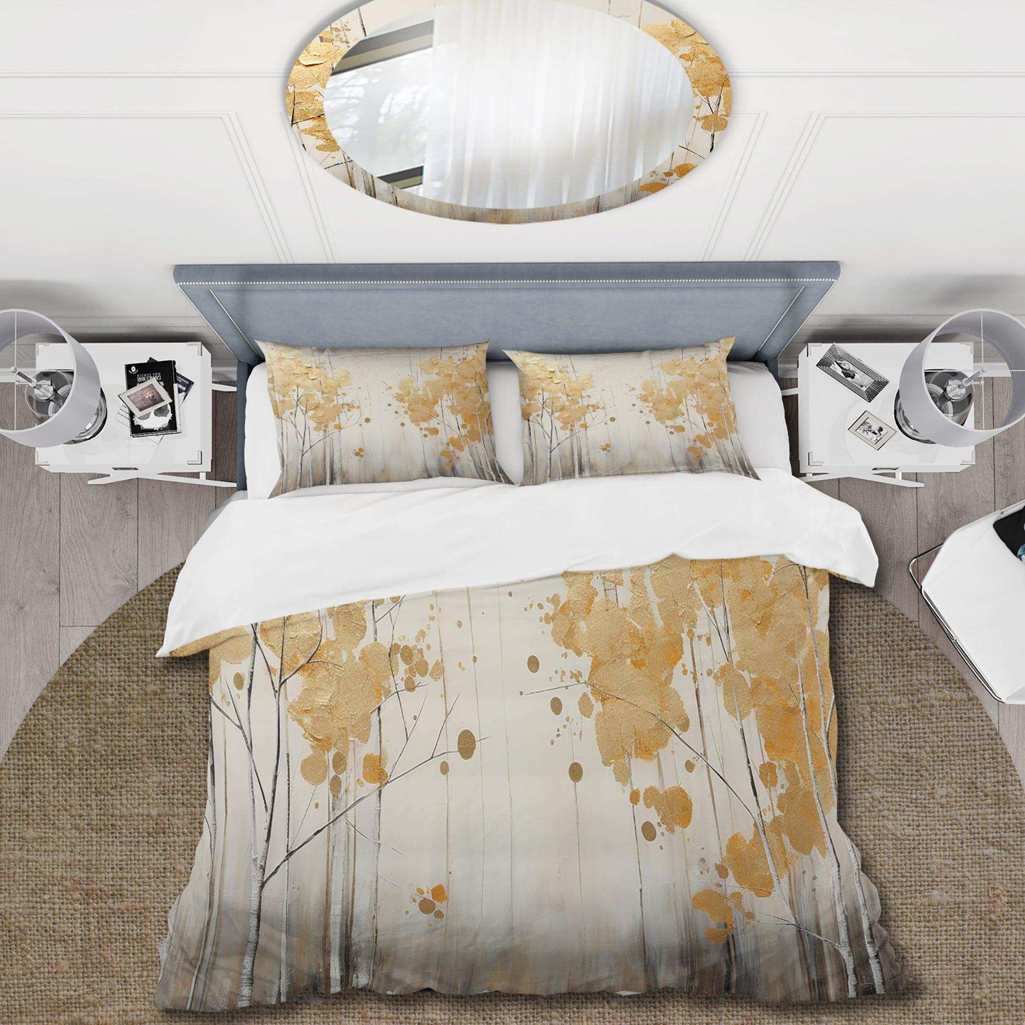 Minimalism White And Gold Forest I - Duvet Cover Set