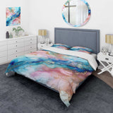 Pink And Blue Glacier Sunrise I - Duvet Cover Set