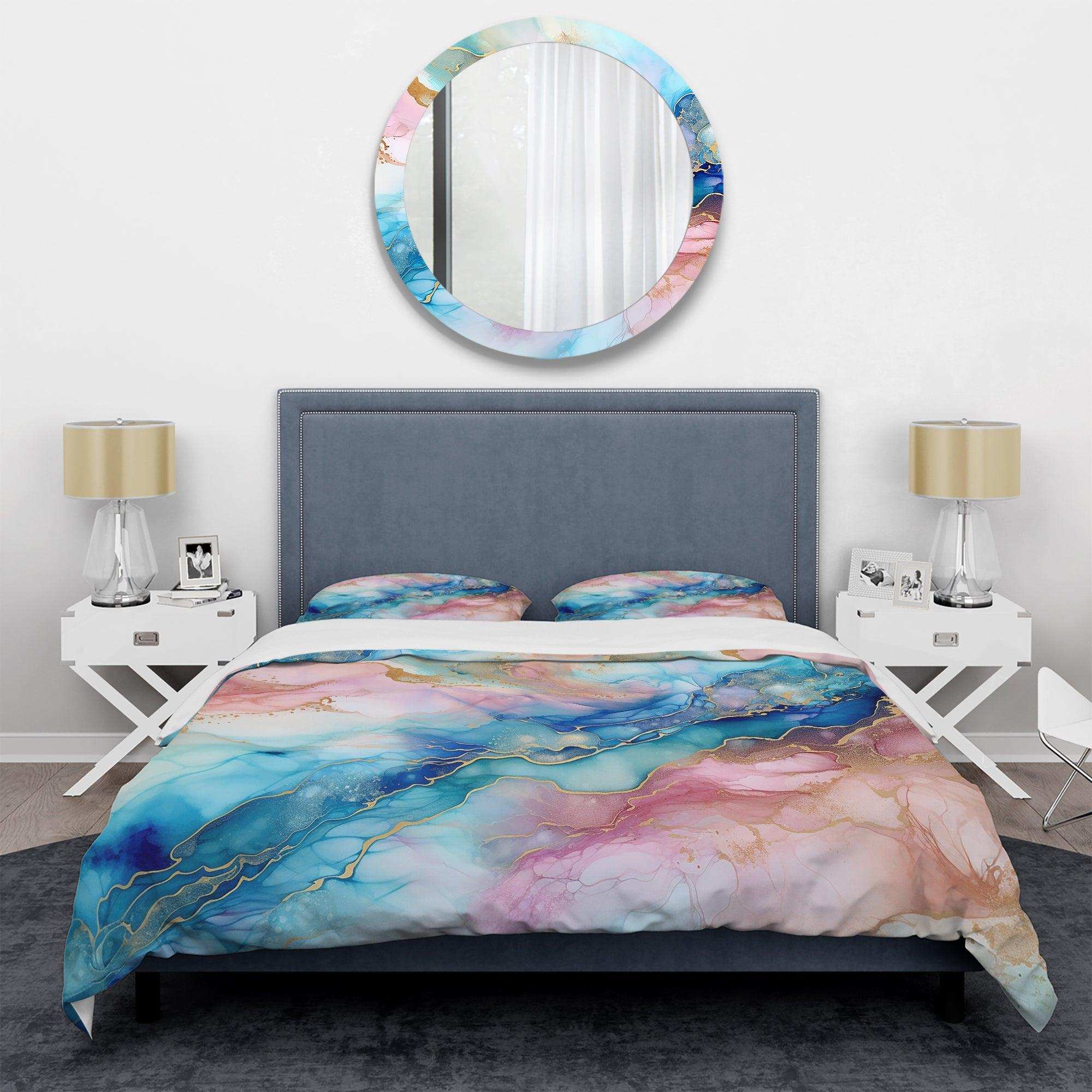 Pink And Blue Glacier Sunrise I - Duvet Cover Set