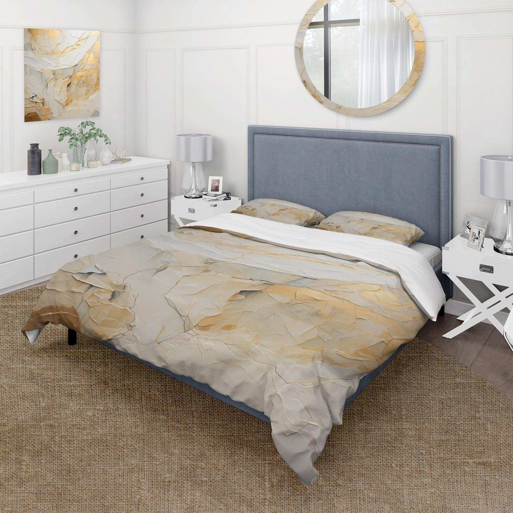 Beige And Gold Glacier Stone Simplicity II - Duvet Cover Set