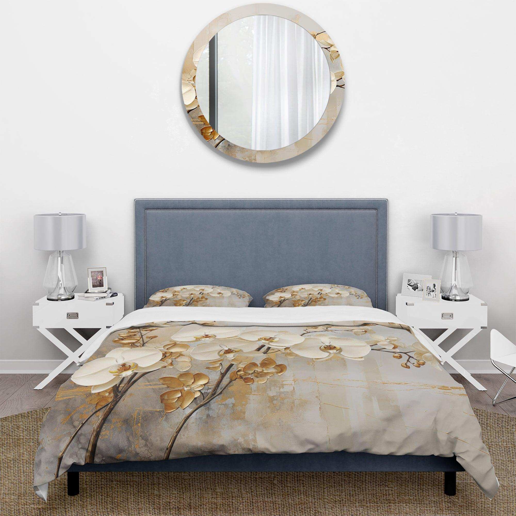 Minimalism Beige And Gold Orchids - Duvet Cover Set