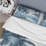 Vintage Blue Palm Trees Shadows I - Duvet Cover Set