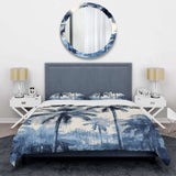 Vintage Blue Palm Trees Shadows II - Duvet Cover Set