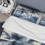 Vintage Blue Palm Trees Shadows II - Duvet Cover Set