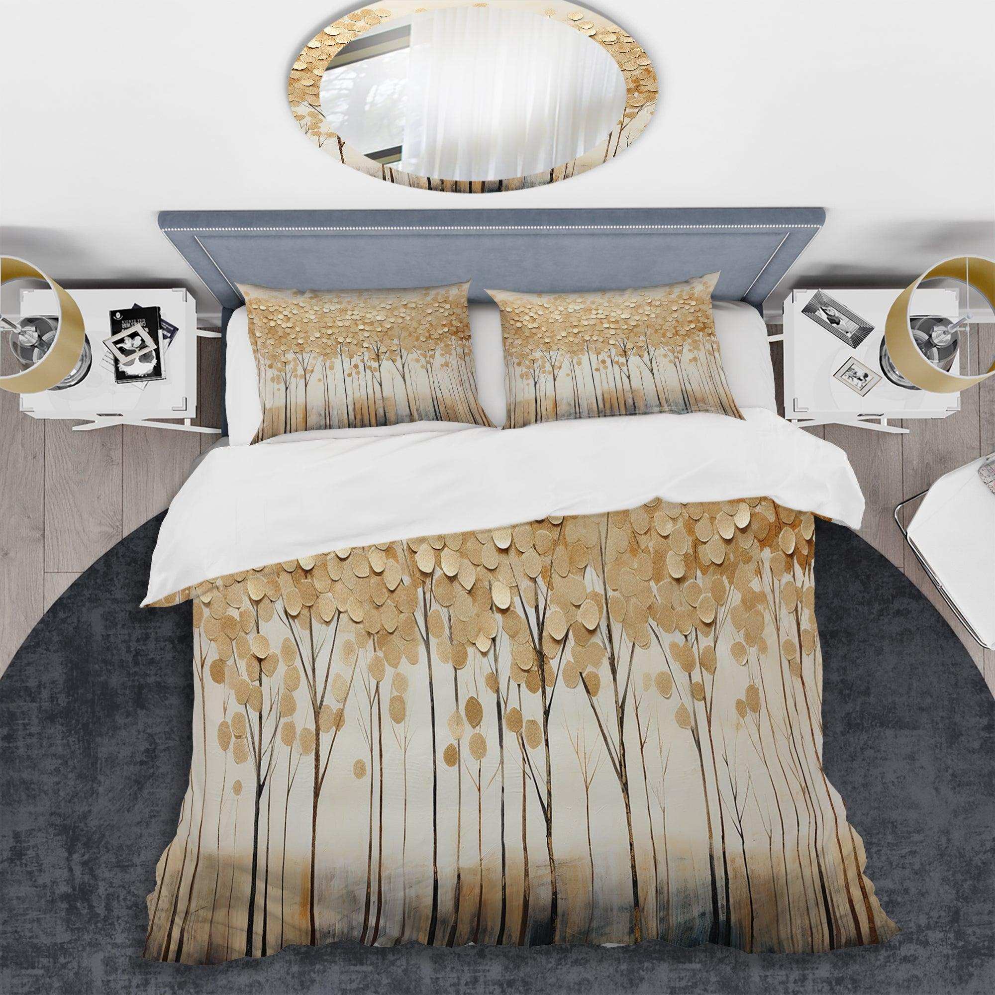 Minimalism Golden Trees Harmony - Duvet Cover Set
