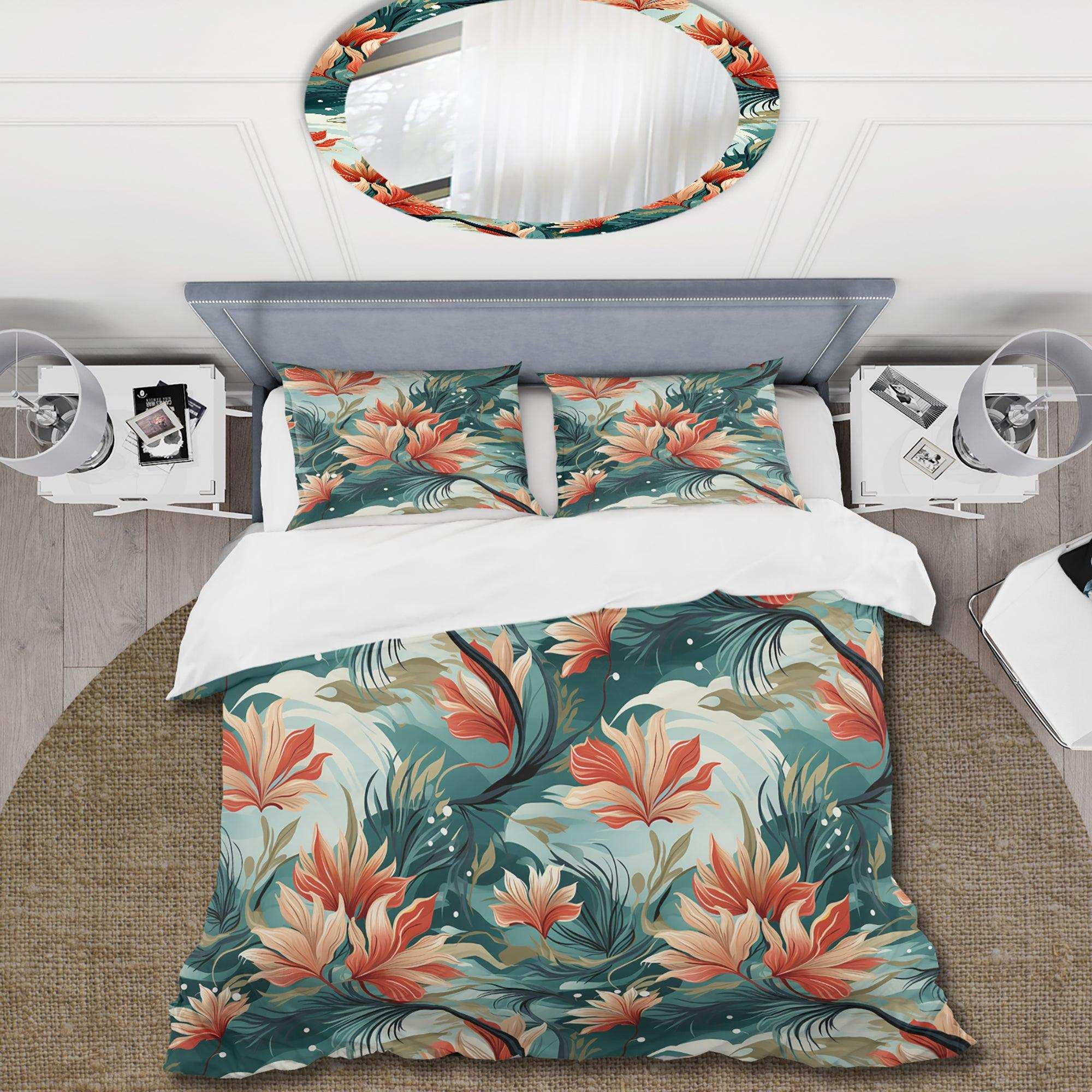 Tropical Coastal Escape Coastal Pattern - Duvet Cover Set