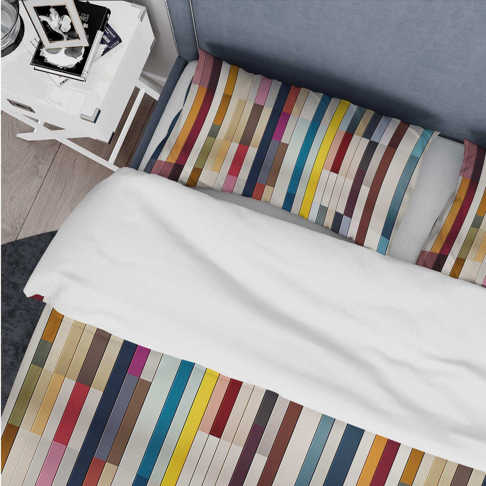 Multicolor Elegant Striped Pattern - Duvet Cover Set