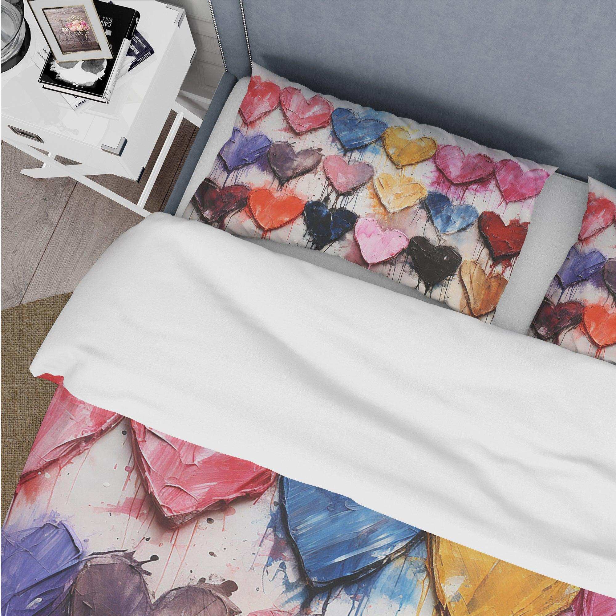 Pink and blue Heart Pop Art 2 - Duvet Cover Set
